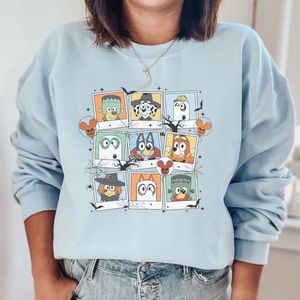 Blue Autumn Sweater Trick Or Treat Blue Dog Halloween Party Sweatshirt